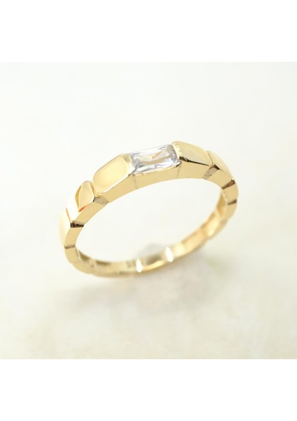 Gümüş Yüzük - Zirkon Baget Taşlı Vintage Modern Tasarım Boğumlu 925 Ayar Gümüş Kadın Yüzük-Hediyelik modelleri