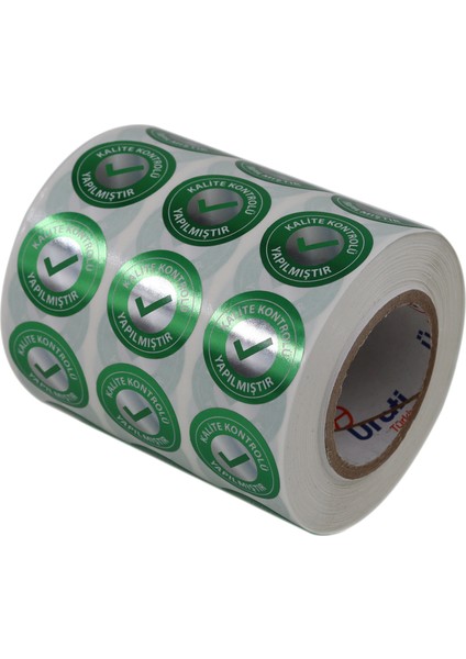 Pp Metalize Kalite Kontrolü Yapılmıştır Etiketi 25MM Çap 2500 Adet Yan Yana 3 Lü