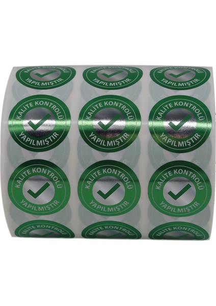 Pp Metalize Kalite Kontrolü Yapılmıştır Etiketi 25MM Çap 2500 Adet Yan Yana 3 Lü