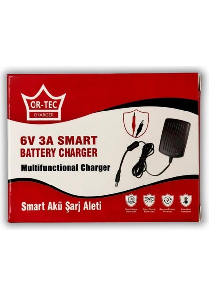 6V 3A Şarj Cihazı Adaptörü Maşalı Pilsan Akülü Araba Uyumlu