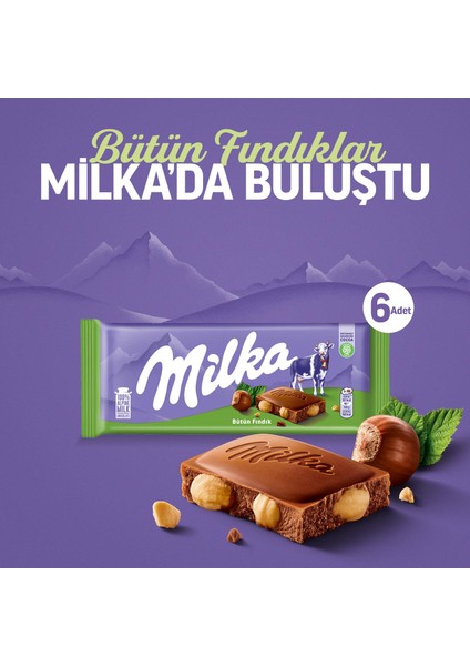 Whole Nut Bütün Fındıklı Tablet Çikolata 90 gr - 6 Adet