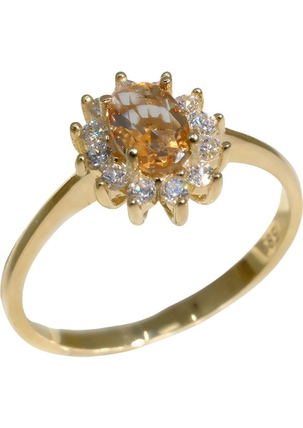 14 Ayar Altın Yüzük - Zultanit (Renk Değiltiren) Taşlı Anturajlı Evlilik Teklifi Yüzüğü - Kadın fırsatları