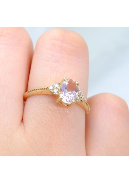 Evlilik Teklifi Altın Yüzük - 14 Ayar Altın Oval Kesim Pembe Safir Tektaş Evlilik Tekliği Yüzüğü modelleri
