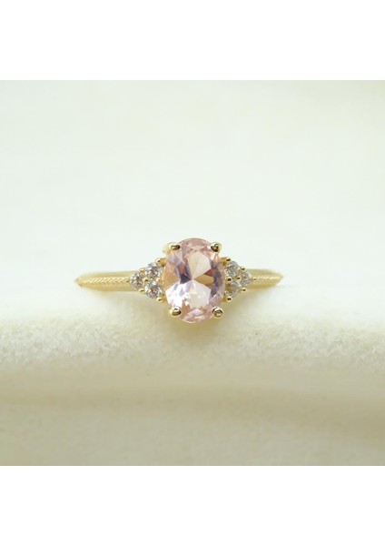 Evlilik Teklifi Altın Yüzük - 14 Ayar Altın Oval Kesim Pembe Safir Tektaş Evlilik Tekliği Yüzüğü indirimleri