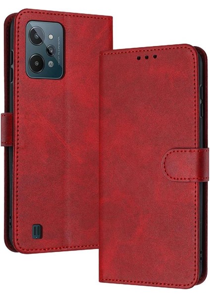 Kart Yuvası Kickstand Pu Deri Saf ile Realme C31 4g Için Flip Case (Yurt Dışından)