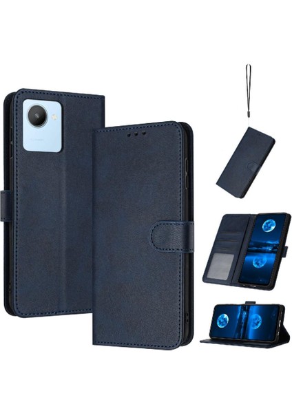 Toka Pu ile Kart Yuvası Saf Renk ile Realme C30/C30S Için Flip Case (Yurt Dışından)