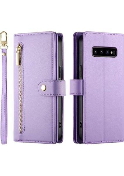 Samsung Galaxy S10 Çok Fonksiyonlu Kart Yuvaları Cüzdan Bilek Için Flip Case (Yurt Dışından)