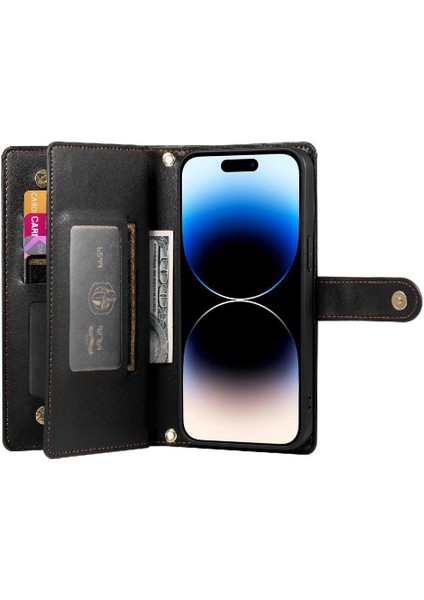 IPhone 14 Pro Bilek Kayışı Cüzdan Bölmesi Kart Yuvaları Için Flip Case (Yurt Dışından) fırsatları