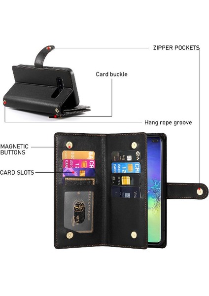 Samsung Galaxy S10 Artı Çok Fonksiyonlu Kart Yuvaları Bilek Için Flip Case (Yurt Dışından) modelleri
