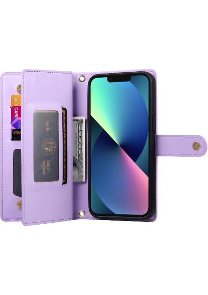 IPhone 13 Mini Çok Fonksiyonlu Kart Yuvaları Bilek Kayışı Cüzdan Için Flip Case (Yurt Dışından) fırsatları