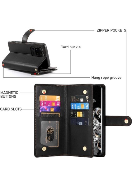 Samsung Galaxy S20 Ultra Çok Fonksiyonlu Kart Yuvaları Cüzdan Için Flip Case (Yurt Dışından) modelleri