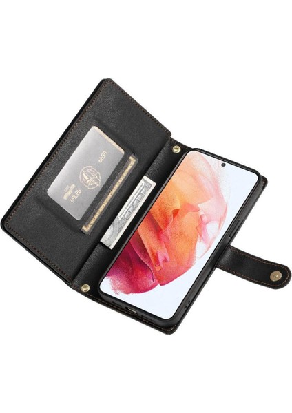 Samsung Galaxy S21 Bilek Kayışı Çok Fonksiyonlu Kart Yuvaları Için Flip Case (Yurt Dışından) modelleri