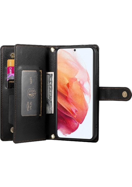 Samsung Galaxy S21 Bilek Kayışı Çok Fonksiyonlu Kart Yuvaları Için Flip Case (Yurt Dışından) fırsatları
