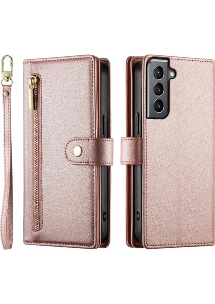 Samsung Galaxy S21 Bilek Kayışı Çok Fonksiyonlu Kart Yuvaları Için Flip Case (Yurt Dışından)