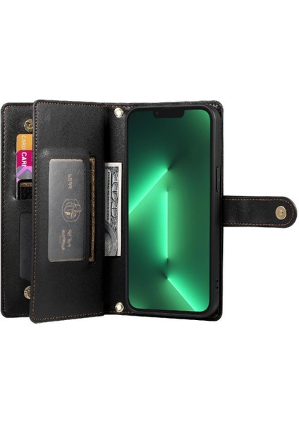IPhone 13 Pro Için Flip Case Çok Fonksiyonlu Kart Yuvaları Bilek Kayışı Cüzdan (Yurt Dışından) fırsatları