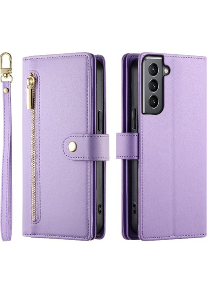 Samsung Galaxy S21 Bilek Kayışı Çok Fonksiyonlu Kart Yuvaları Için Flip Case (Yurt Dışından)