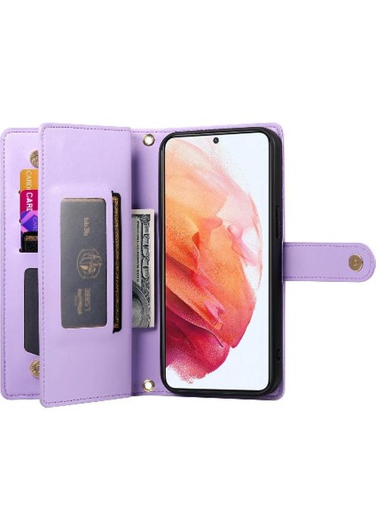 Samsung Galaxy S21 Bilek Kayışı Çok Fonksiyonlu Kart Yuvaları Için Flip Case (Yurt Dışından) modelleri