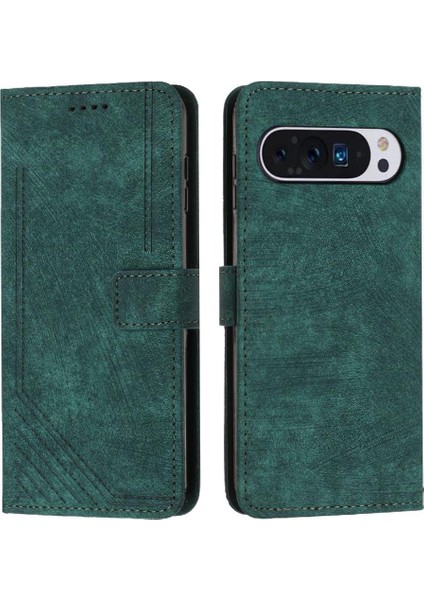 Google Piksel 9 Pro Kickstand Kart Ekleme Pu Deri Için Flip Case (Yurt Dışından)