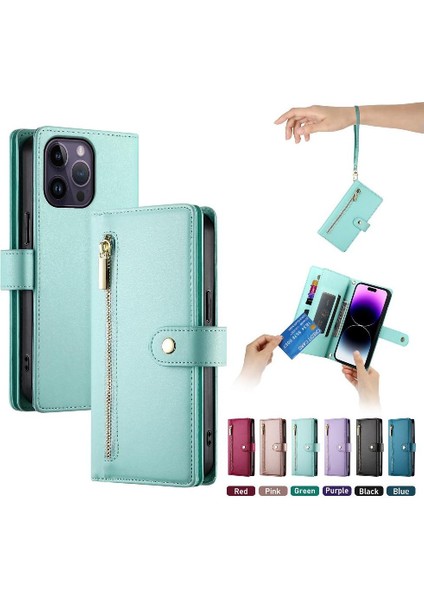 IPhone 14 Için Flip Case Pro Max Bilek Kayışı Kickstand Cüzdan Bölmesi (Yurt Dışından)