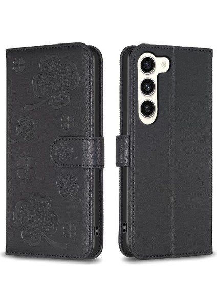 Samsung Galaxy S23 5g Yonca Çiçek Pu Deri Kart Yuvaları Için Flip Case (Yurt Dışından)