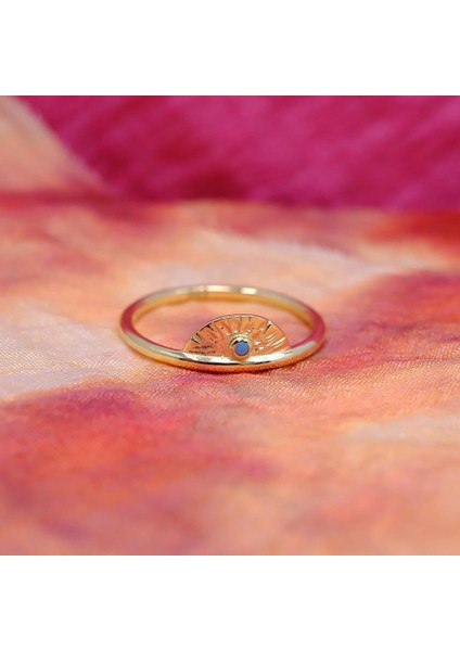 Altın Yüzük - Mini Firuze Taşlı Yelpaze 14 Ayar Altın Kadın Yüzük-Hediye Altın Yüzük fırsatları