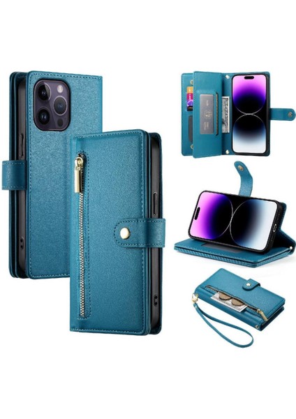 IPhone 14 Için Flip Case Pro Max Bilek Kayışı Kickstand Cüzdan Bölmesi (Yurt Dışından)