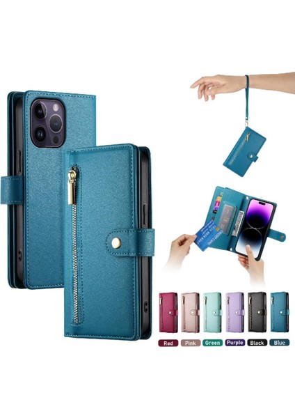 IPhone 14 Için Flip Case Pro Max Bilek Kayışı Kickstand Cüzdan Bölmesi (Yurt Dışından)