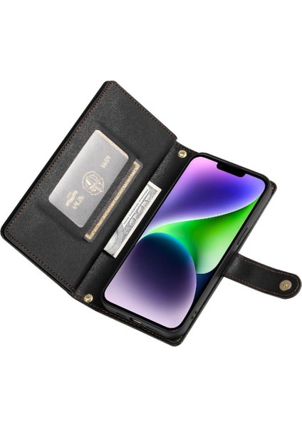 IPhone 14 Için Flip Case Artı Bilek Kayışı Cüzdan Bölmesi Kickstand Kart (Yurt Dışından) indirimleri
