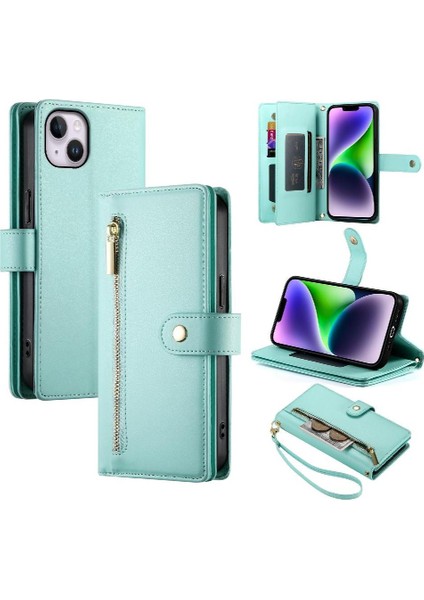 IPhone 14 Için Flip Case Artı Bilek Kayışı Cüzdan Bölmesi Kickstand Kart (Yurt Dışından)