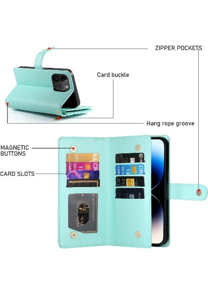 IPhone 14 Pro Bilek Kayışı Cüzdan Bölmesi Kart Yuvaları Için Flip Case (Yurt Dışından) fırsatları