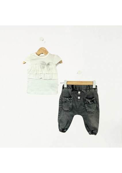 Baby Fou Örme Kot Kız Tşhirt Pantolon Takım