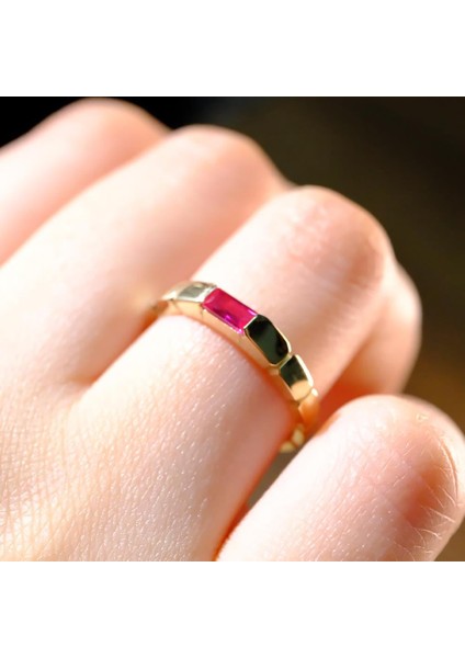 Baget Altın Yüzük - 14 Ayar Altın Baget Yakut Taşlı Kadın Yüzük - Anneler Günü, Sevgiliye Hediye fiyatları