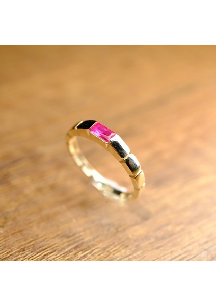 Baget Altın Yüzük - 14 Ayar Altın Baget Yakut Taşlı Kadın Yüzük - Anneler Günü, Sevgiliye Hediye fırsatları