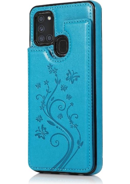 Cüzdan Samsung Galaxy A21S Için Kart Tutucu Kılıf ile Pu Deri Kapak (Yurt Dışından)