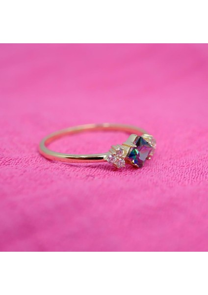 Evlilik Teklifi Altın Yüzük - 14 Ayar Altın 0.40 Karat Mistik Topaz Taşlı Evlilik Teklifi Yüzüğü fırsatları