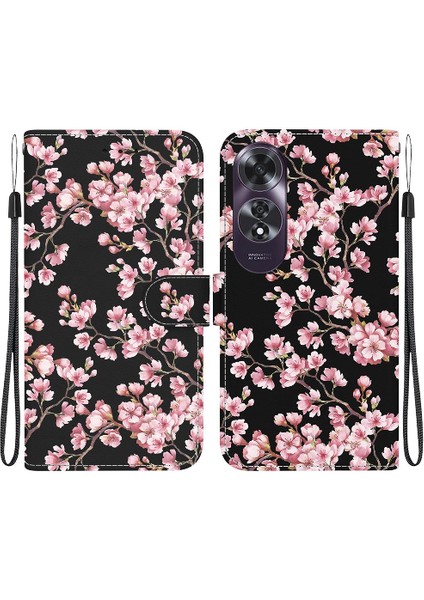 Oppo A60 4g Pu Deri Cüzdan Için Kılıf Kelebek Çiçek Boyalı Manyetik (Yurt Dışından)