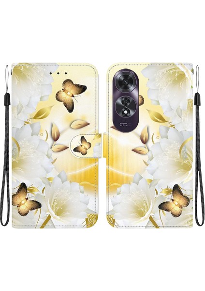 Oppo A60 4g Pu Deri Cüzdan Için Kılıf Kelebek Çiçek Boyalı Manyetik (Yurt Dışından)