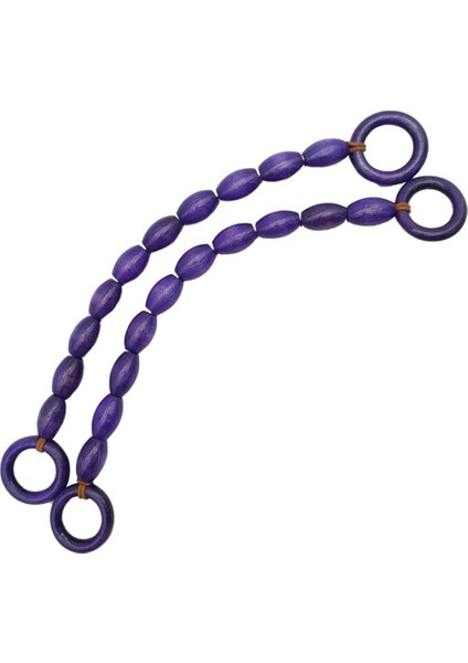 20 mm Oval Ahşap Boncuklu 40 cm Mor Renk Çanta Sapı