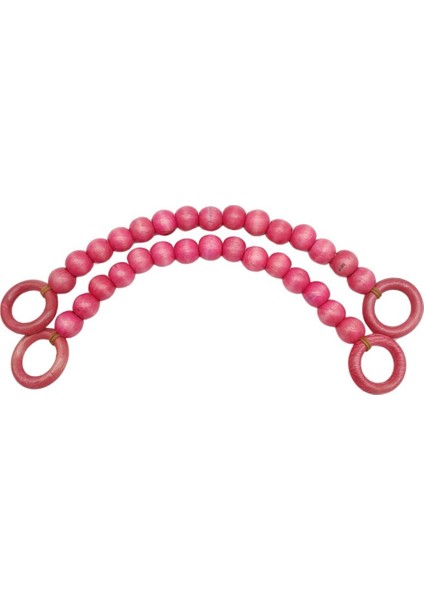 20 mm Ahşap Boncuklu 37 cm Pembe Renk Çanta Sapı