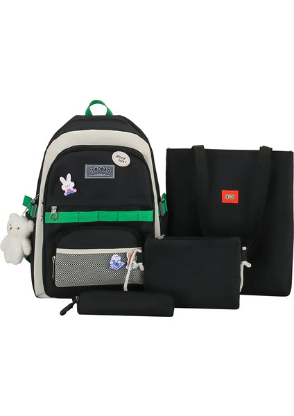 Ortaokul ve Ilkokul Öğrencileri Için Şık Dört Parçalı Okul Çantası Seti, Kore Versiyonu, Büyük Kapasiteli, Hafif ve Çok Yönlü Sırt Çantası (Yurt Dışından)