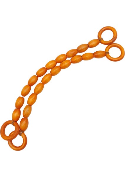 20 mm Oval Ahşap Boncuklu 40 cm Turuncu Renk Çanta Sapı