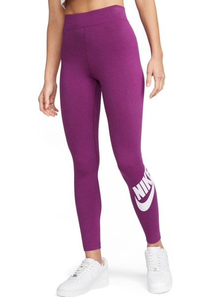 Sportswear Club High-Rise Leggings Yüksek Belli Pamuklu Mor Tayt