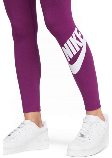 Sportswear Club High-Rise Leggings Yüksek Belli Pamuklu Mor Tayt modelleri