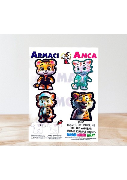 Ütü Ile Yapışan 4 Adet Örme Kumaş Arma Yırtık Kapatıcı Pratik Yama Tekstil Patch Sevimli Renkli Dostlar