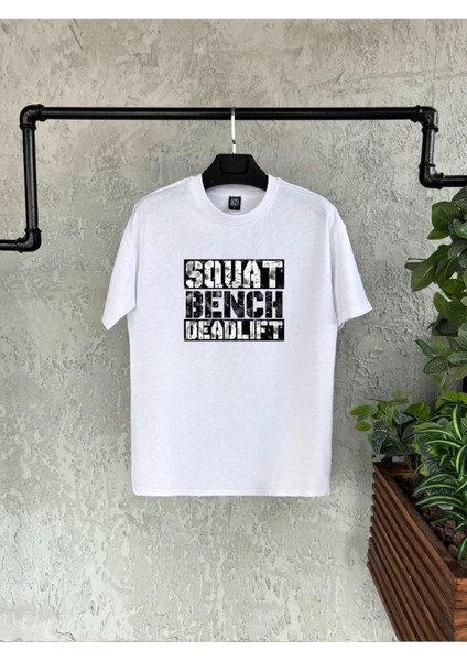 Squad Baskılı Beyaz Erkek Tshirt