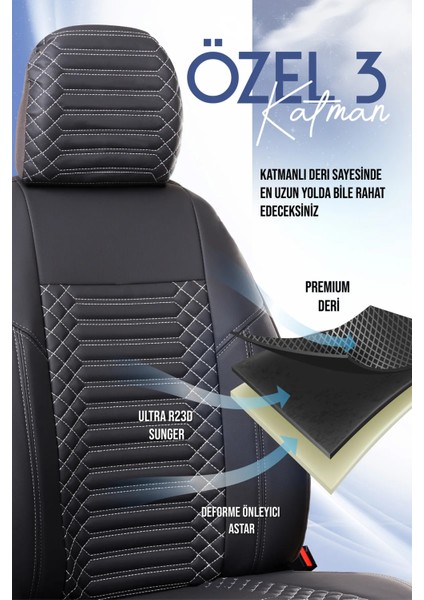 mercedes cl Lüx Full Deri Oto Koltuk Kılıfı Ön Arka Takım (Exclusive) Füme indirimleri