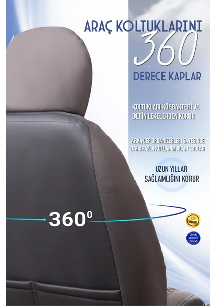 opel Astra K Sedan Lüx Full Deri Oto Koltuk Kılıfı Ön Arka Takım (Exclusive) Füme