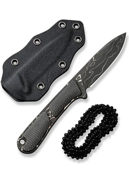Mini Elementum Fixed Micarta Dark Green Damascus Bıçak