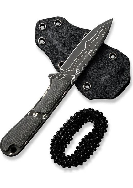 Mini Elementum Fixed Micarta Dark Green Damascus Bıçak