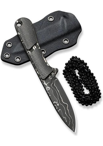 Mini Elementum Fixed Micarta Dark Green Damascus Bıçak
